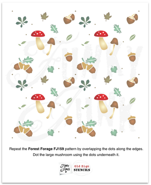 Capture the whimsy of a forest meander with our Forest Forage stencil! This quaint stencil pattern includes mushrooms, leaves, chestnuts, and acorns, perfect for capturing a forest's best gatherings. Add a touch of nature to any project with this unique stencil!