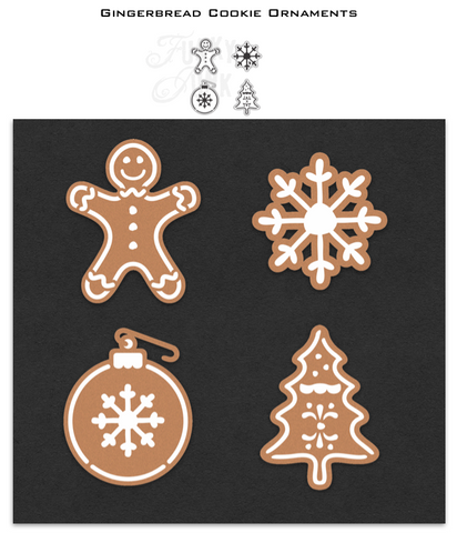 Create nostalgic Christmas decor with our Gingerbread Cookie Ornaments stencil! This super adaptable 5-piece stencil includes cookie backgrounds with icing details for each design - a gingerbread man, snowflake, ornament and Christmas tree.
Stencil the images on your project OR create cute ornaments or a banner that really comes to life on top of matching MDF Cookie cutouts! (sold separately)
