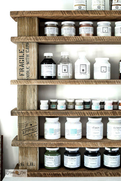 Love the rustic-vibe of pallet wood?  Recreate a wooden pallet vibe on any of your DIY projects with this easy-to-use Shipping Crates Stamps stencil by Funky Junk's Old Sign Stencils!  This pallet stencil design resembles pallet wood markings using a true stencil font that includes: Fragile Handle With Care, Up with arrow, Pallet Co., Express and more.