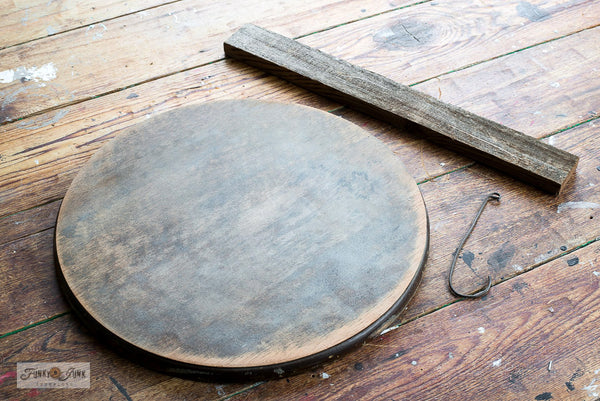 Make a Christmas sweater styled lazy susan or wood ornament from a wood round with Funky Junk's Old Sign Stencils!