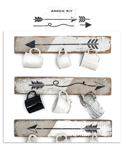 Arrow Kit by Funky Junk's Old Sign Stencils is a versatile mix & match arrow stencil kit that allows you to customize your own arrow designs! All components mix & match which includes 3 different arrow feathers, 2 arrow tips and 2 shafts. Perfect to use on its own, or combined with other projects or signs.