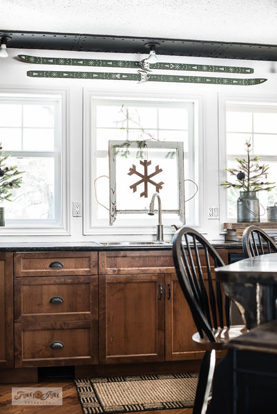 Stencil up some skis for a true winter and Christmas vibe with Christmas Sweater by Funky Junk's Old Sign Stencils!