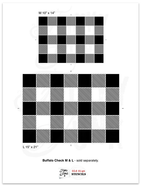 Buffalo Check - Large stencil by Funky Junk's Old Sign Stencils is a large scaled buffalo plaid stencil suitable for larger projects such as furniture, floors, walls, and doormats. The pattern stencil squares measure 3" each, with the overall stencil pattern a generous 15" x 21". This durable  pattern stencil is designed for quick and easy coverage.