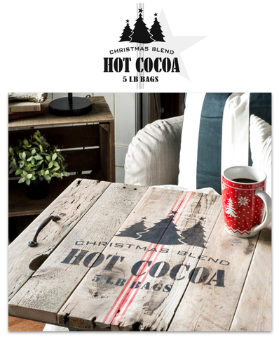 This Christmas, make your cocoa extra special  with our unique 2-piece stencil kit! Our Christmas Blend Hot Cocoa stencils will help you create an authentic looking grain sack design with all the vintage vibes while celebrating your fav hot beverage!