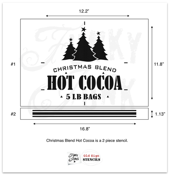 This Christmas, make your cocoa extra special  with our unique 2-piece stencil kit! Our Christmas Blend Hot Cocoa stencils will help you create an authentic looking grain sack design with all the vintage vibes while celebrating your fav hot beverage!
