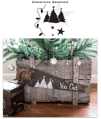 Add a festive touch to your Christmas projects with our Christmas Graphics stencil! Featuring 3 forest trees, a string of Christmas lights, and 3 different sized stars, this Christmas stencil is the perfect addition for your holiday crafting needs. 