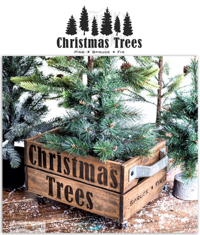 Be prepared to get that authentic tree farm vibe this Christmas with our Christmas Trees stencil! This Christmas stencil includes 6 hand drawn trees, plus the caption "Pines, Spruce, Fir" separated with twinkle stars to bring back fond memories of a Christmas tree hunt!