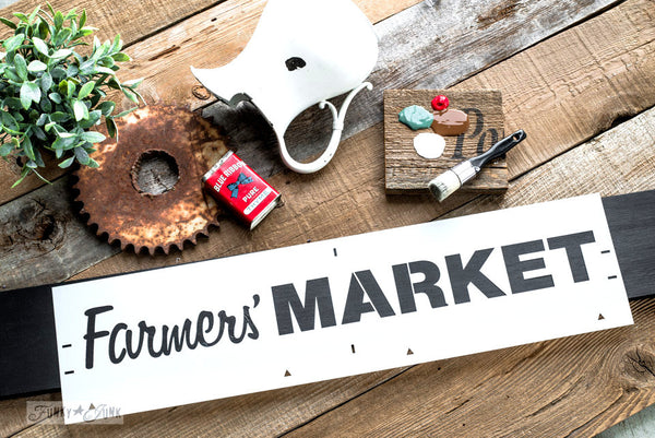 Love a great Flea Market or Farmers' Market shopping experience? Create your own version of what a market means to you with this charming Farmers' Market stencil! The stencil design is stylish, teaming up a script with bold letters. With 4 mix and match add-ons, Vintage, Super, Flower, and Flea, so you can make more!