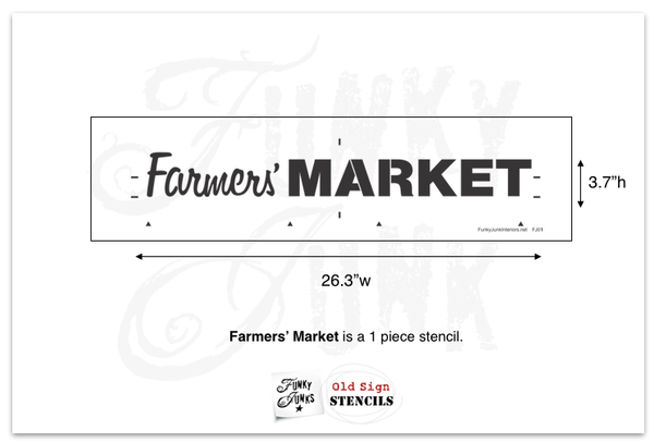 Love a great Flea Market or Farmers' Market shopping experience? Create your own version of what a market means to you with this charming Farmers' Market stencil! The stencil design is stylish, teaming up a script with bold letters. With 4 mix and match add-ons, Vintage, Super, Flower, and Flea, so you can make more!