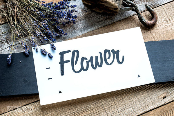 Flower, part of Market Extensions by Funky Junk's Old Sign Stencils. Paint professional looking vintage farmhouse styled market signs with Vintage, Super, Flower and Flea.