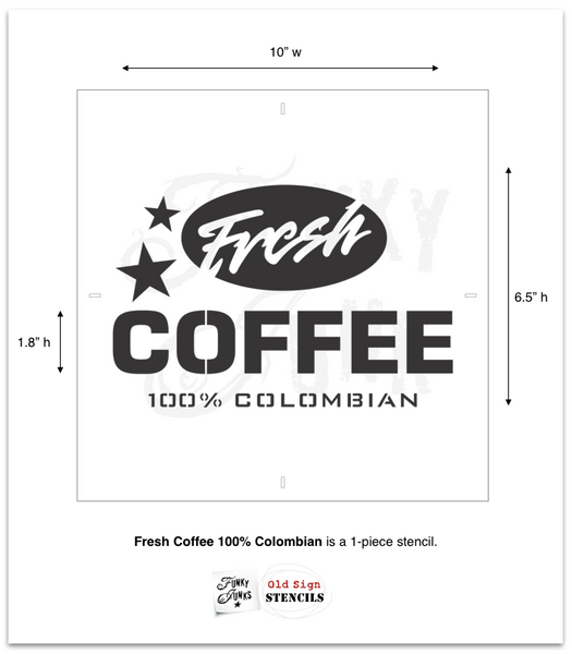 The Fresh Coffee stencil by Funky Junk's Old Sign Stencils celebrates our favorite beverage! Styled as a logo, this coffee stencil design looks fabulous stenciled as a crate stamp, sign, on pillow covers and fits perfectly on most smaller scaled projects.