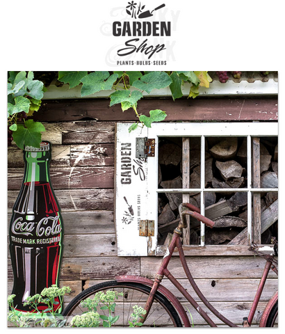 Garden Shop stencil by Funky Junk's Old Sign Stencils celebrates all things garden, crate or grain sack style! Big, bold timeless letters with a decorative garden trowel and flowers to capture the entire garden loving story. This stencil is compact for smaller garden projects.