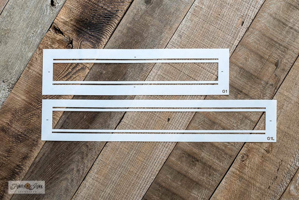 Side-by-side comparison of our two Grain Sack Stripe stencil options | Funky Junk's Old Sign Stencils