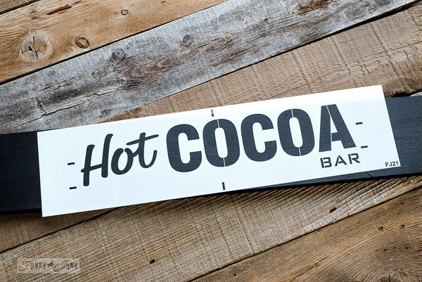 Spice up your winter DIY projects with this Hot Cocoa Bar stencil! Make visions of sipping steaming hot cocoa on a cold winter's night come to life, by creating your own hot cocoa sign to add to your cocoa station for your guests to enjoy! The perfect addition for chillin' over the holidays!