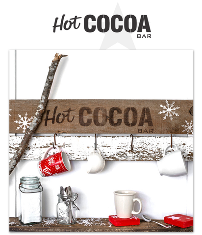 Spice up your winter DIY projects with this Hot Cocoa Bar stencil! Make visions of sipping steaming hot cocoa on a cold winter's night come to life, by creating your own hot cocoa sign to add to your cocoa station for your guests to enjoy! The perfect addition for chillin' over the holidays!