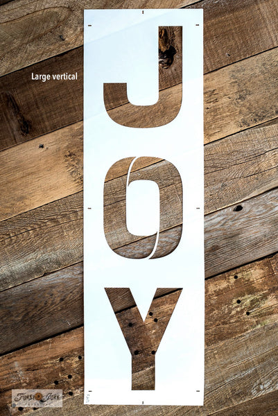 Joy - Large by Funky Junk's Old Sign Stencils is a larger scaled festive Christmas sign stencil bursting with creative mix & match options! Joy is offered in horizontal and vertical formats, with optional accessories that replace the O in Joy! Accessories include a Large Ornament, Large Snowflake, and Large Ornament Accessories.