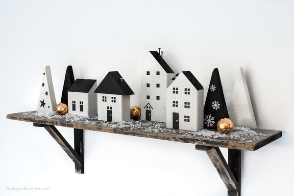 Create a charming Christmas Village with Christmas Village stencils by Funky Junk's Old Sign Stencils