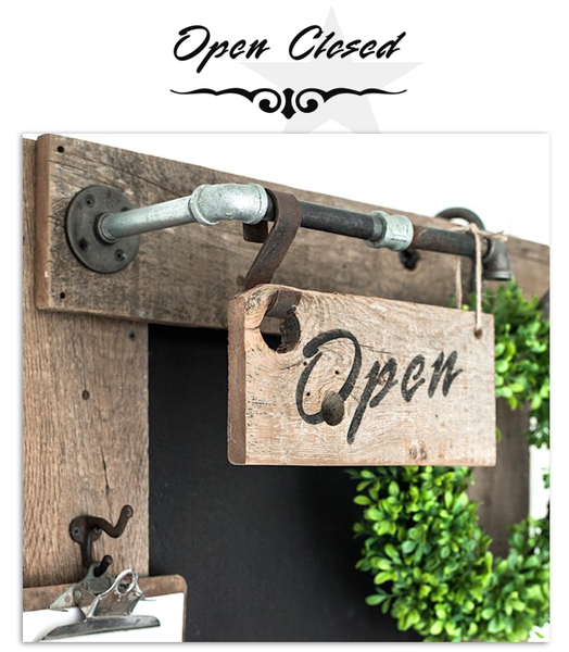 Open - Closed - Flourish stencils to create rustic farmhouse styled signs. By Funky Junk's Old Sign Stencils