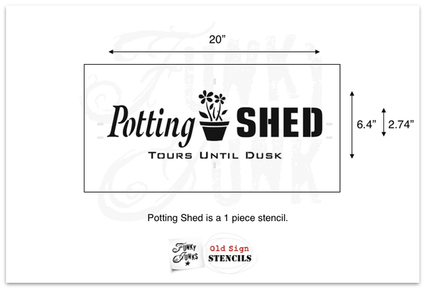 Potting Shed by Funky Junk's Old Sign Stencils. Paint professional looking vintage farmhouse styled garden signs onto reclaimed wood with a stencil in minutes!