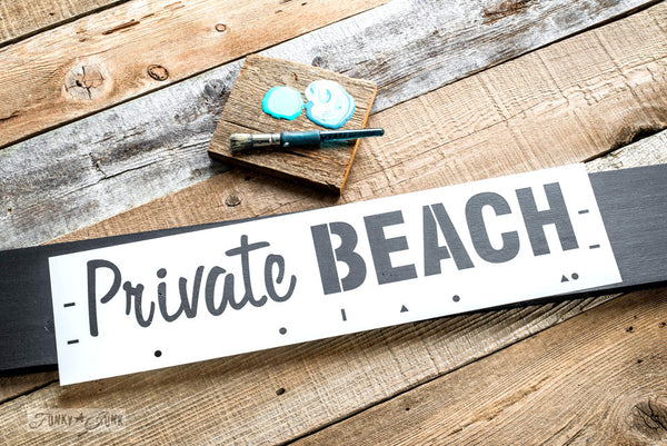 Getaway Collection are summer themed stencils. Lake Rentals, Beach House, Bed & Breakfast, Private Beach and Cabin Resort. By Funky Junk's Old Sign Stencils.