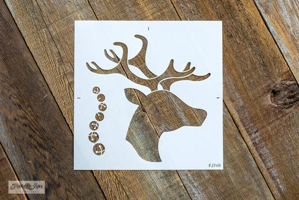 Reindeer Head and Bells Christmas stencil by Funky Junk's Old Sign Stencils