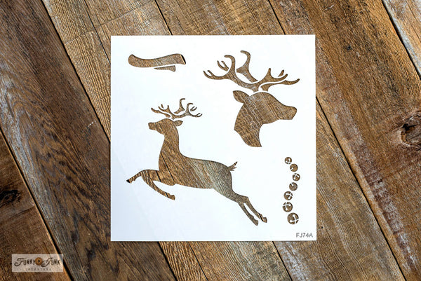 2 Reindeer stencil images with bells and scarf Christmas stencil | Funky Junk's Old Sign Stencils