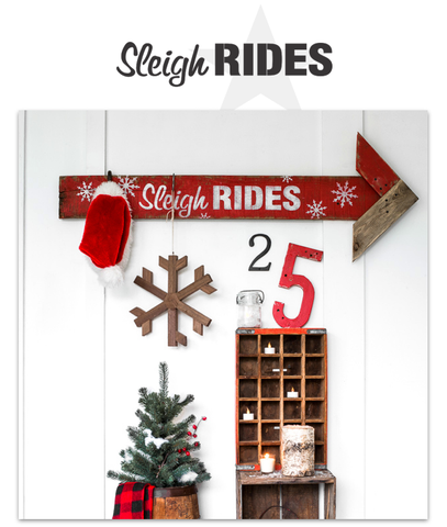 Sleigh Rides by Funky Junk's Old Sign Stencils. Create professional painted winter themed sleigh styled signs onto reclaimed wood in minutes with this festive, wintery stencil design!