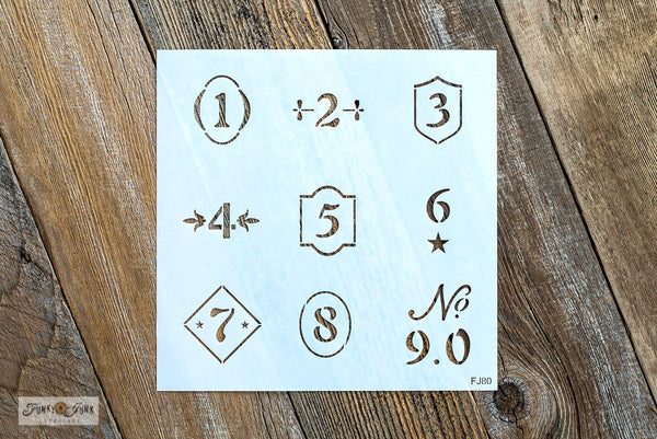 If you too adore the look and esthetic of antique crocks, the Vintage Crock Numbers stencil will be used often!  This stencil design hosts numbers from 0-9, with decorative borders mimicking authentic vintage crock numbers.  Simply position the numbers on any plant pot or DIY project to get this vintage look!