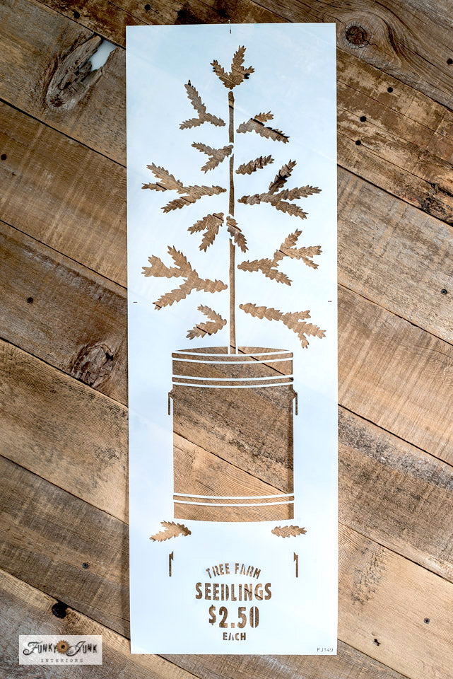 Tall Christmas Tree in Crate stencil by Funky Junk's Old Sign Stencils