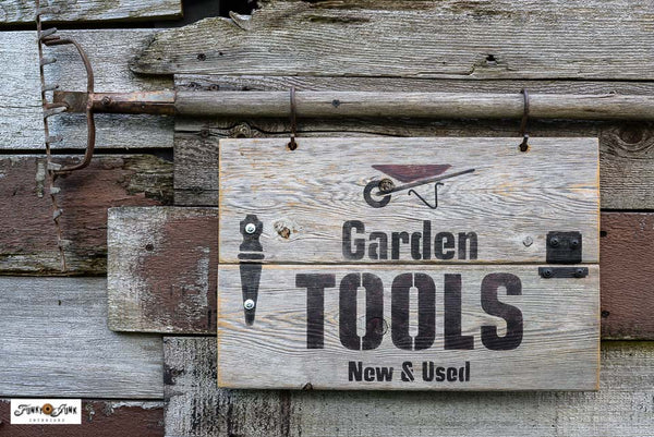 Garden Tools sign by Funky Junk's Old Sign Stencils
