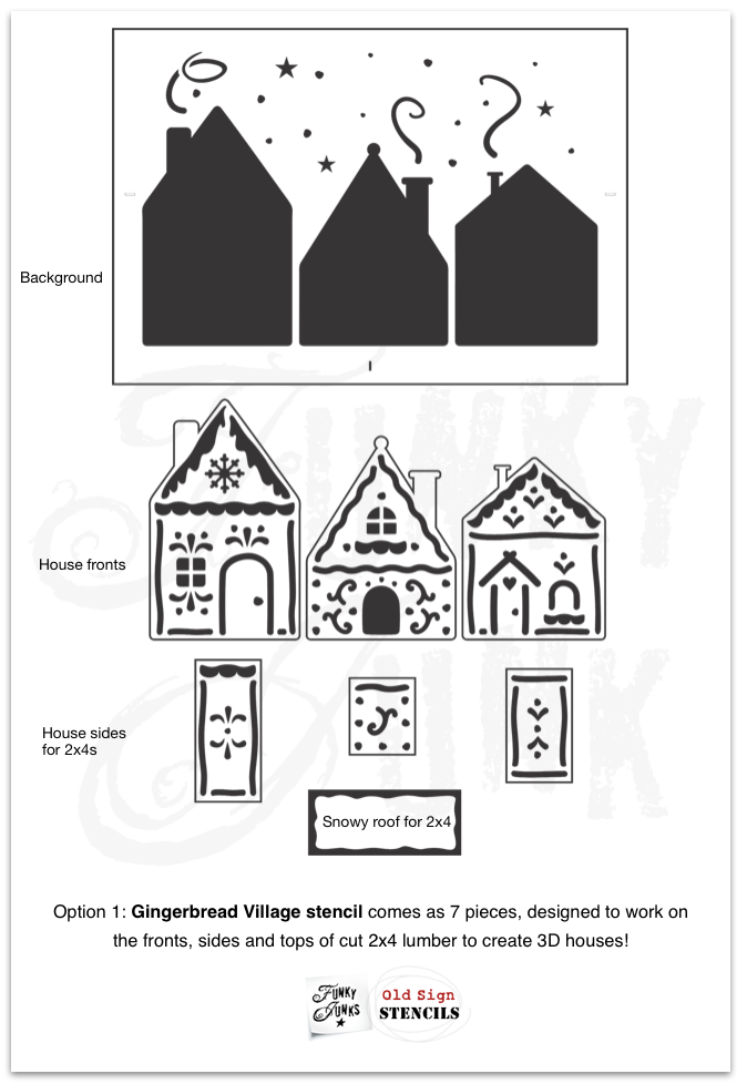 Gingerbread Village stencil - Funky Junk's Old Sign Stencils paper-christmas-village-free-template-sweet-red-poppy