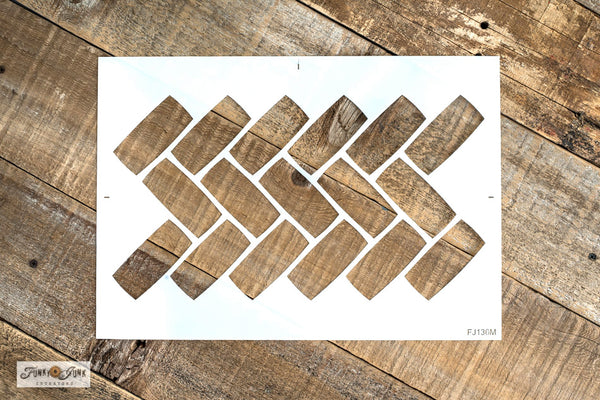 Create your own Herringbone Brick Pattern masterpiece 3 different ways! Our Herringbone Brick Pattern stencils help you stencil a realistic brick texture on any sized project, creating a cozy, rustic vibe! Comes in 3 sizes to work with small projects, furniture, walls, floors, backsplashes and more.