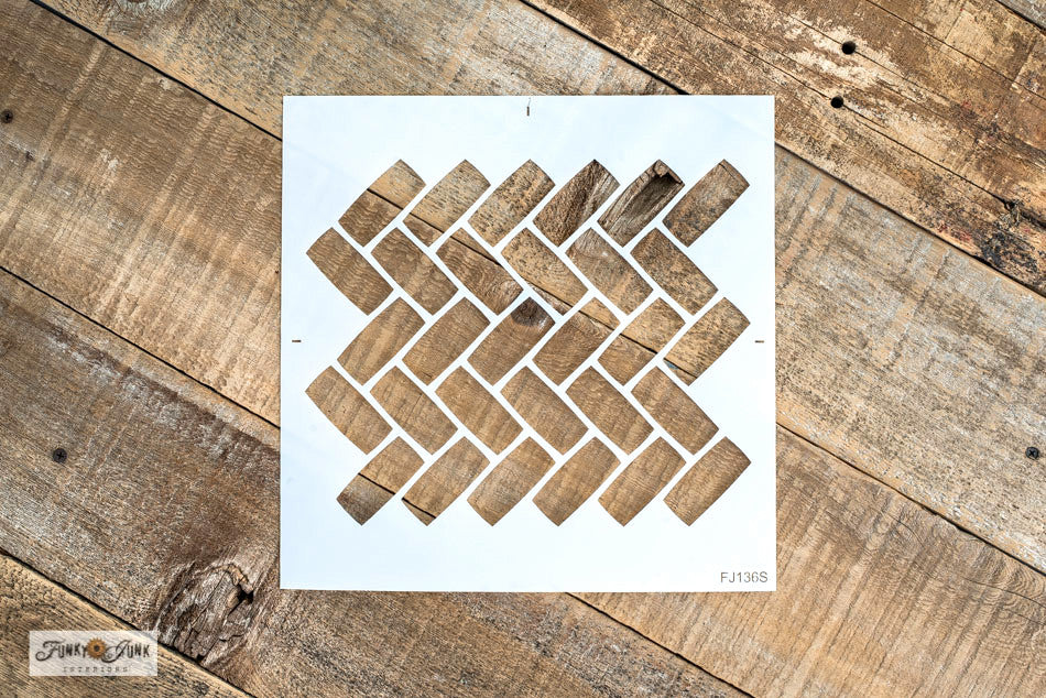 Herringbone Brick Pattern stencil by Funky Junk's Old Sign Stencils