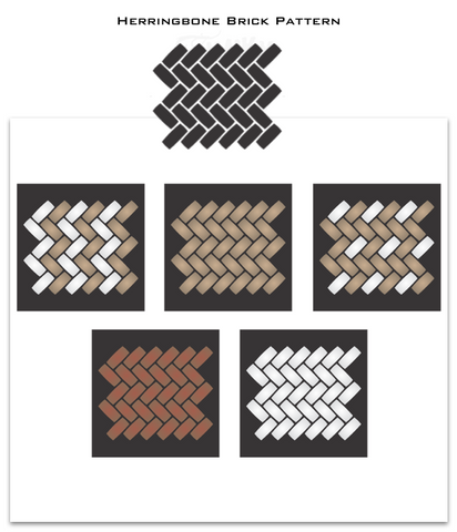 Create your own Herringbone Brick Pattern masterpiece 3 different ways! Our Herringbone Brick Pattern stencils by Funky Junk's Old Sign Stencils help you stencil a realistic brick texture on any sized project, creating a cozy, rustic vibe! Comes in 3 sizes to work with small projects, furniture, walls, floors, backsplashes and more.