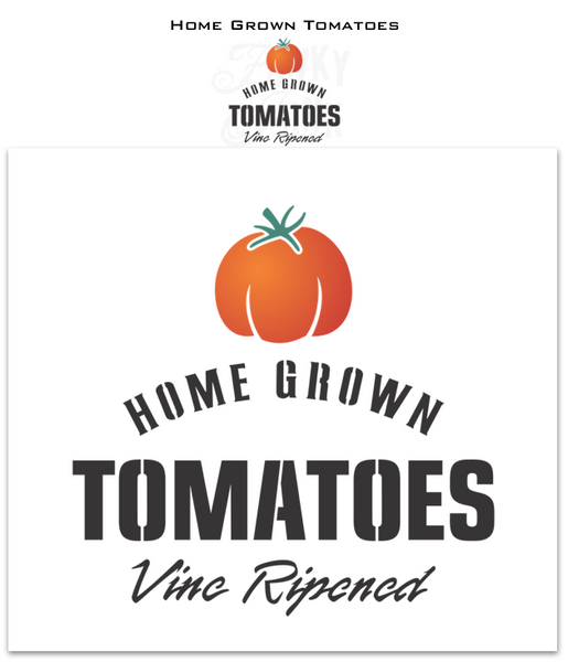 Bring the farm-fresh flavor to your garden with this Home Grown Tomatoes garden stencil. Make it an antique showstopper by stenciling it on reclaimed wood for a rustic effect to make your veggie patch pop! Home Grown Tomatoes, Vine Ripened, complete with a tomato graphic to add a pop of colour and realism to your sign!