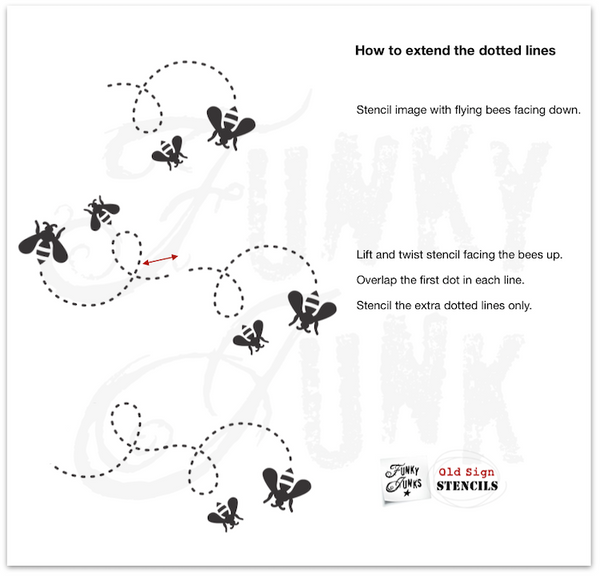 How to extend the dotted lines by Funky Junk's Old Sign Stencils