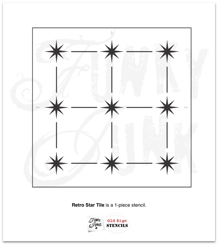 Retro Star Tile pattern stencil by Funky Junk's Old Sign Stencils
