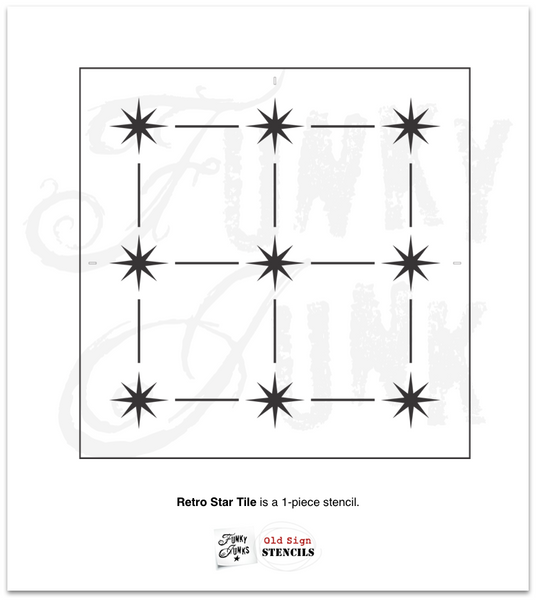 Retro Star Tile pattern stencil by Funky Junk's Old Sign Stencils