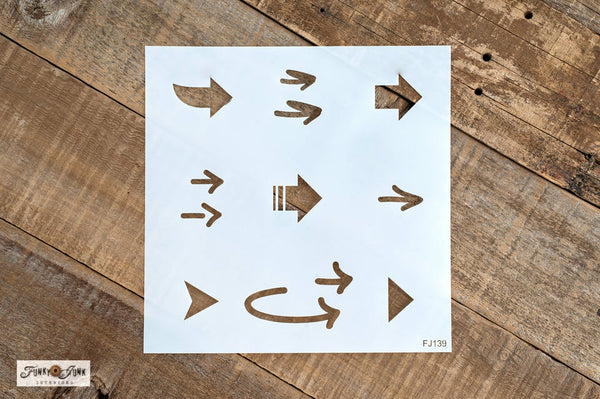 Make sure your projects give great direction with our 12 Short Arrows stencil! Pick up our arrow graphics stencil and you'll have 12 different ways to add whimsical hand-drawn, or bold and boxy arrows to all your smaller-scaled signs and projects.