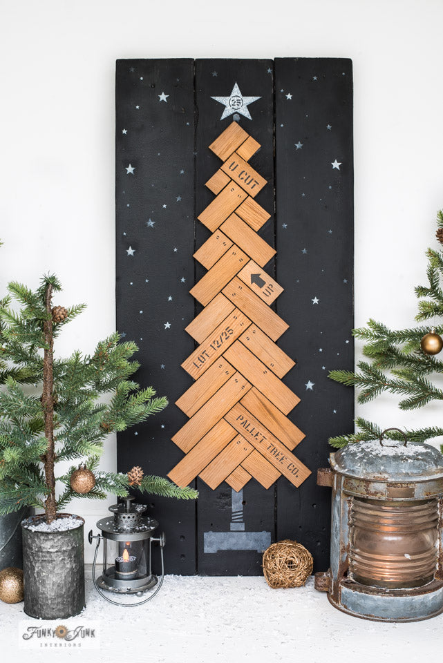 Pallet Christmas Tree vertical stencil-Funky Junk's Old Sign Stencils