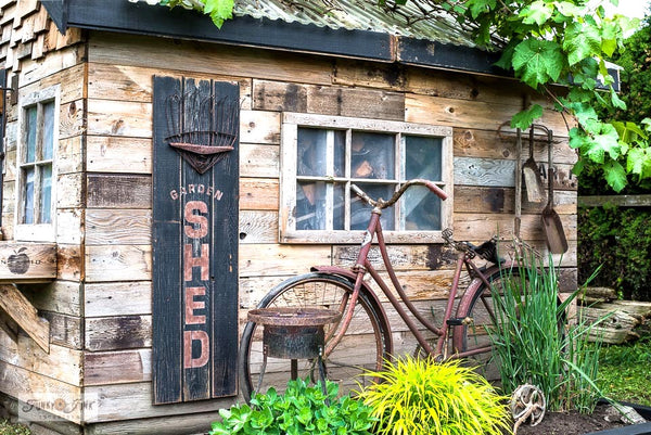Make this vertical Garden Shed sign with  Garden Shed - Large from Funky Junk's Old Sign Stencils!