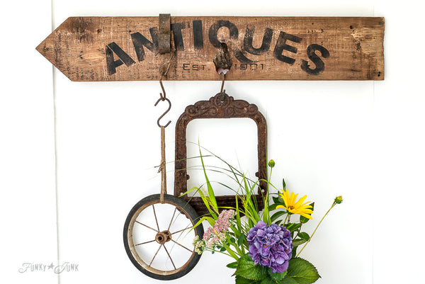 Antiques arrow sign | made with Funky Junk's Old Sign Stencils