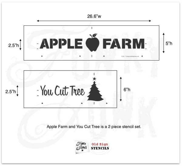 Apple Farm | You Cut Tree is a 2-piece stencil kit, offering mix and match all season designs! Stenciled vintage inspired sign designs that offer professional results.