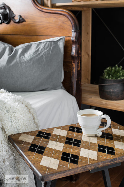 Argyle by Funky Junk's Old Sign Stencils, is a 2-piece stencil available in Small and Large. It's now possible to stencil this classic pattern onto any surface that accepts paint! The two sizes offer the perfect scales for small projects, or larger such as furniture.