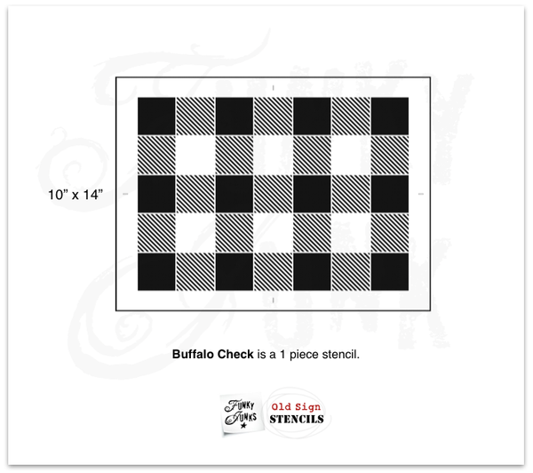 Our fabulous and very popular Buffalo Check stencil will help you paint a realistic buffalo check stencil pattern on any DIY projects desired, in just a few minutes! This pattern stencil for painting offers quick and easy coverage, and is offered in 2 sizes, perfect for small or large DIY projects. By Funky Junk's Old Sign Stencils