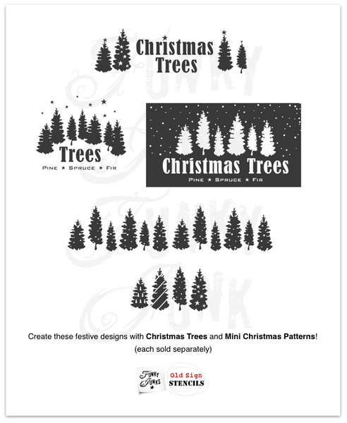 Stenciled designs you can create with Christmas Trees and Mini Christmas Patters stencils | Funky Junk's Old Sign Stencils