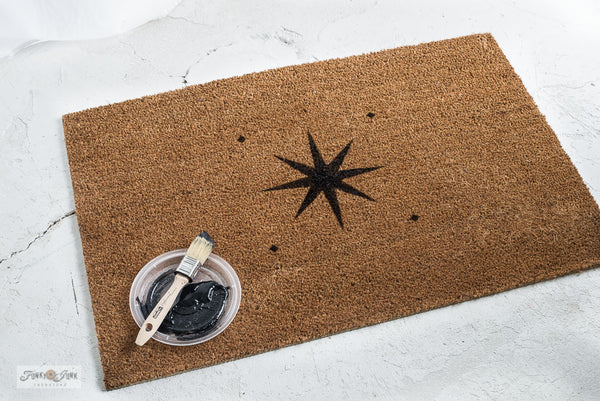 How to stencil a custom door mat with Retro Star Large by Funky Junk's Old Sign Stencils