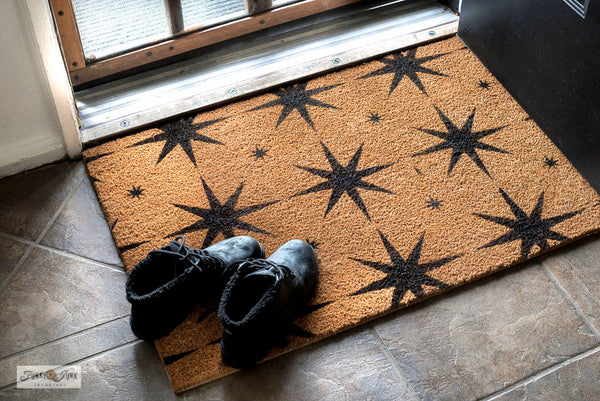 How to stencil a custom door mat with Retro Star Large by Funky Junk's Old Sign Stencils
