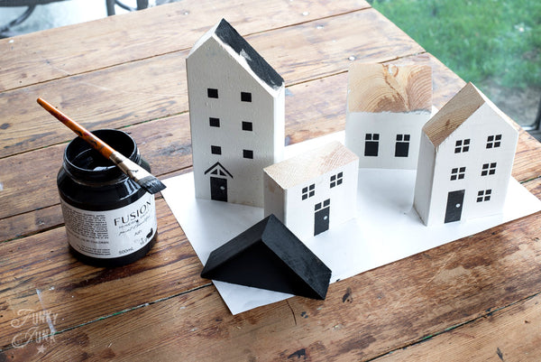 Christmas Village stencils by Funky Junk's Old Sign Stencils is a Christmas stencil kit that makes stenciling your own Christmas Village or wooden houses with ease! Includes 3 house images, with a selection of windows, doors and features such as a snowflake, heart and star. Designed to fit 2x4s to create wooden houses.