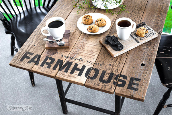 FARMHOUSE by Funky Junk's Old Sign Stencils are bold, clean and timeless stencils, offering an instant way to achieve a warm and inviting vintage farmhouse vibe to your home decorating sign projects! Avail in small and large.